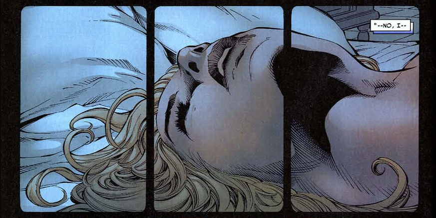 Comic panel from the Sins Past storyline involving Gwen Stacy and Norman Osborn in Amazing Spider-Man