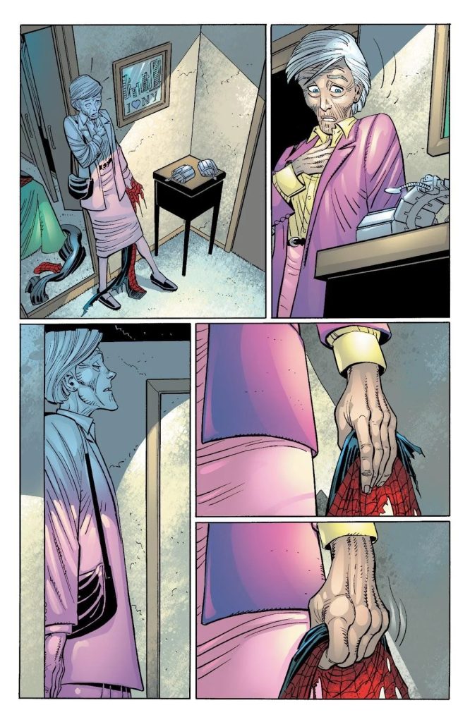 Aunt May discovers Peter Parker's Spider-Man costume in Amazing Spider-Man Vol. 2 #37